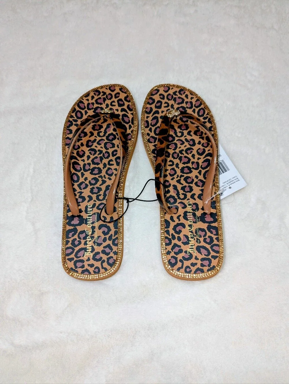 Juicy Couture Y2K Leopard Print Flip Flops